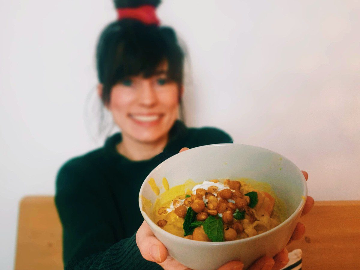 Vegetarische curry met kikkererwten.