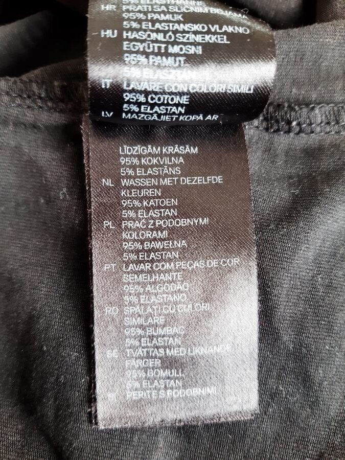 Op een kledinglabel kun je snel zien of er elastaan in je kleding zit.