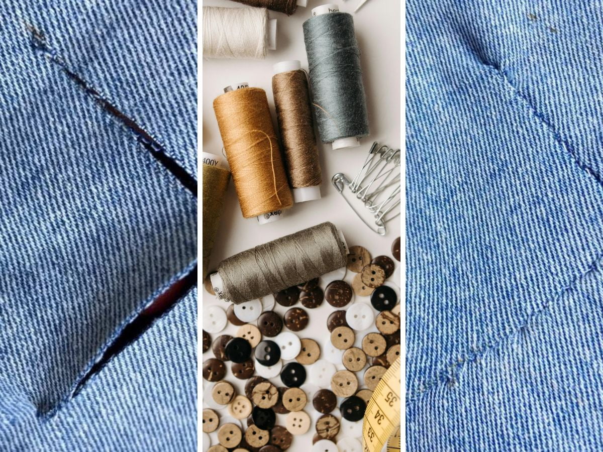 Winkelhaak in kleding snel repareren.