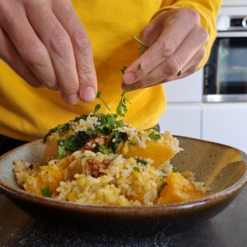Vegan pompoenstamppot met Aziatische twist.
