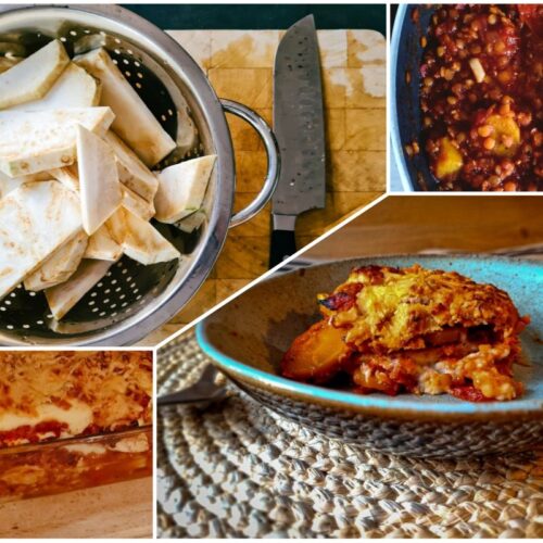 Vegetarische lasagne met knolselderij.
