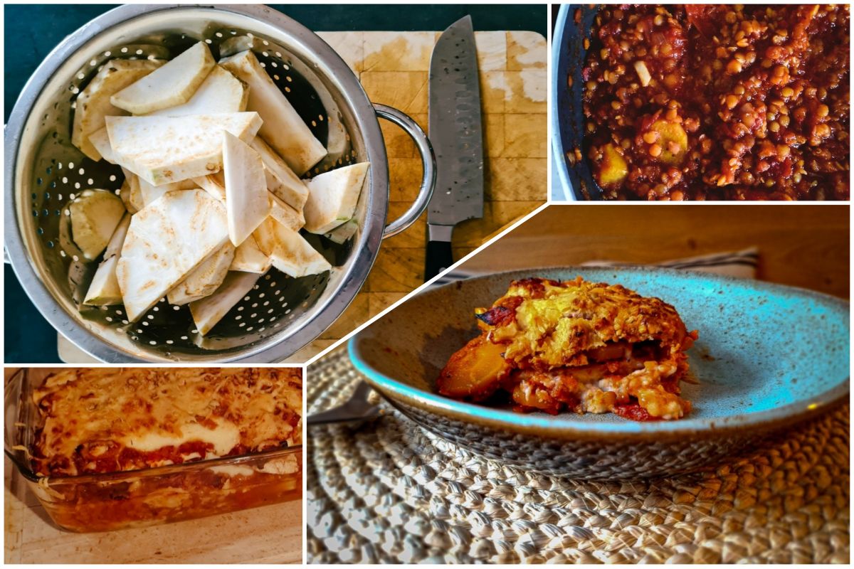 Vegetarische lasagne met knolselderij.