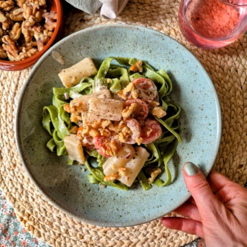 Romige pasta met schorseneren.