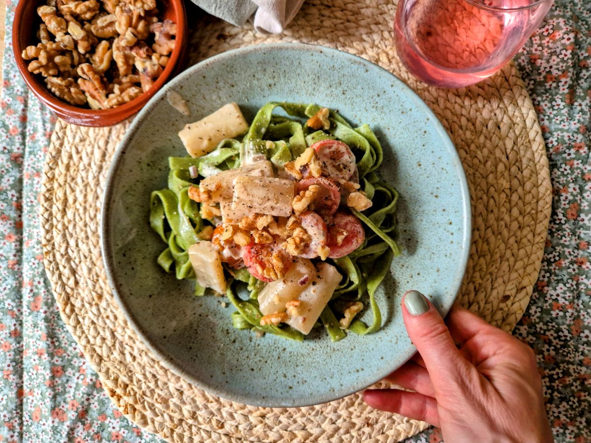 Romige pasta met schorseneren.