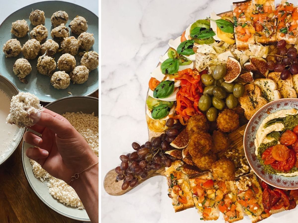 Vegan arancini risottoballetjes.