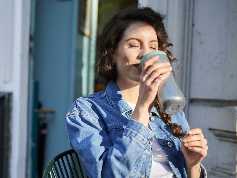Mepal Ellipse RVS drinkbeker tip.