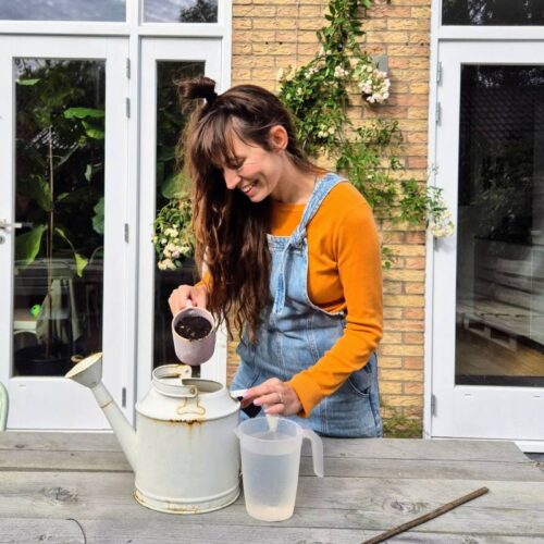 Making worm tea.