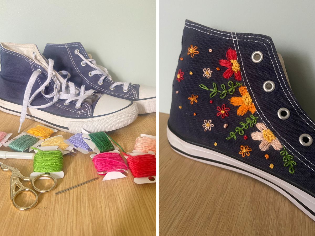 DIY: borduren op je oude sneakers.