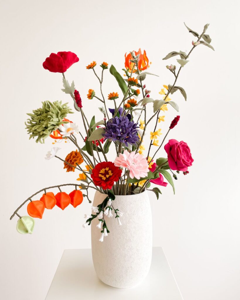 Duurzame kunstbloemen tip: De Viltbloemist.