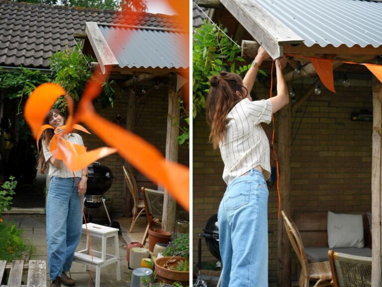 Oranje slingers recyclen.