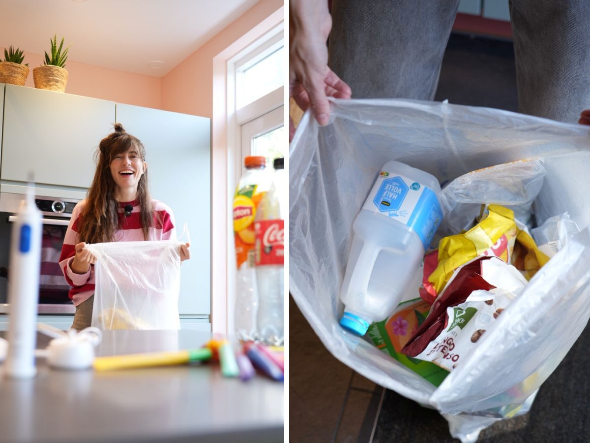 Separate plastic waste in the kitchen.