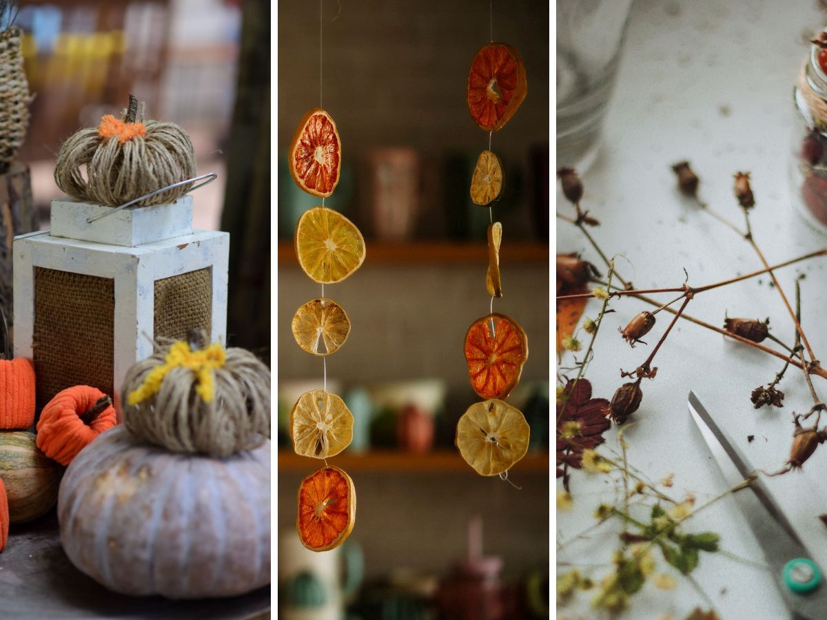 Autumn decorations made from waste.